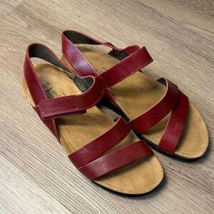 Naot Leather Strappy Red Sandals